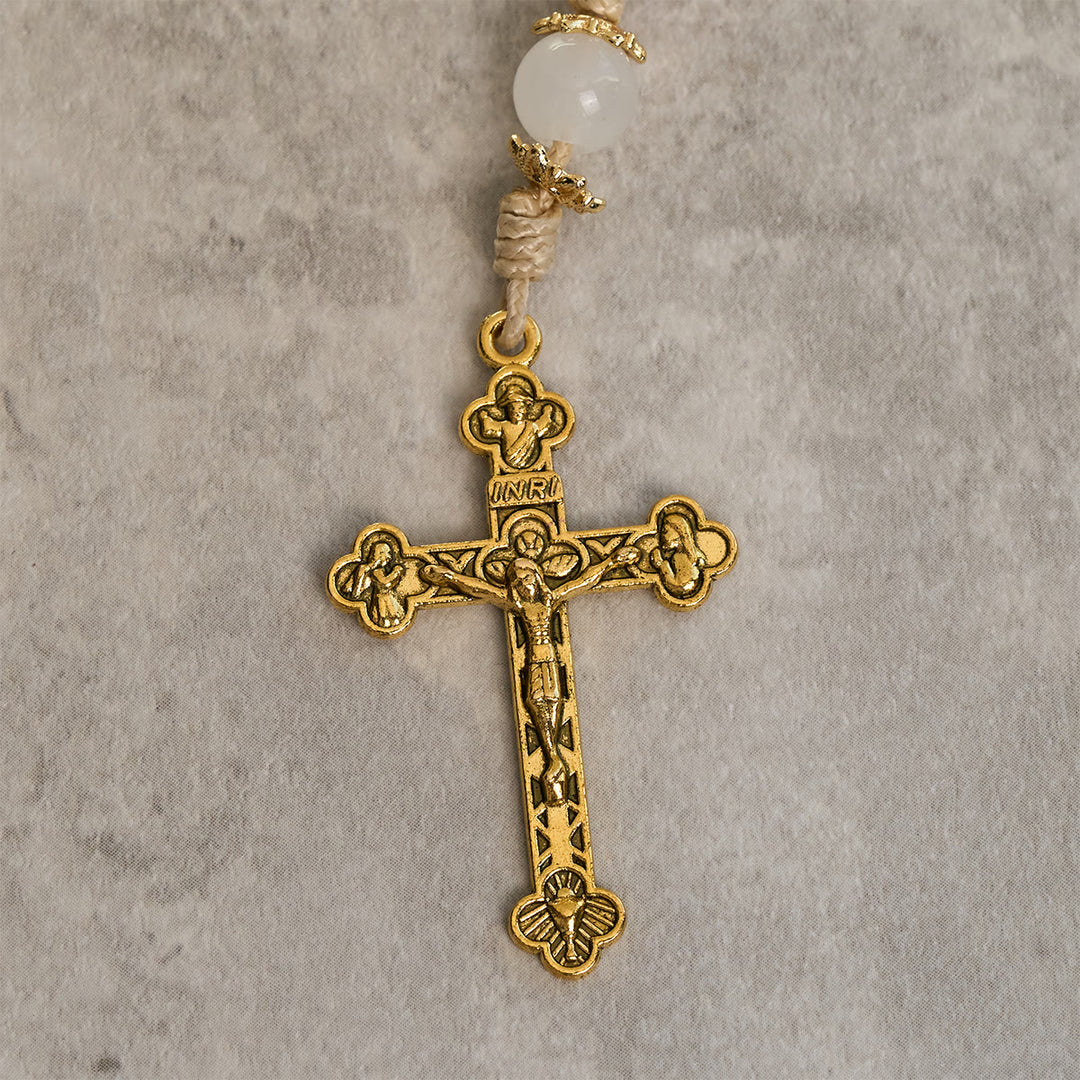 Christianartworkshop Chapelet élégant en perles de jade rose et noir persan, avec la bénédiction de Notre-Dame - image 8