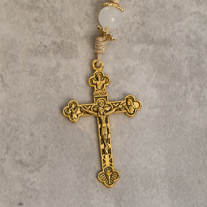 Christianartworkshop Chapelet élégant en perles de jade rose et noir persan, avec la bénédiction de Notre-Dame - image 8