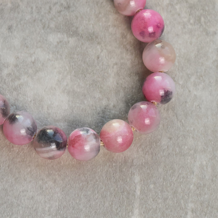 Christianartworkshop Porte-clés chapelet portable en perles de jade rose persan avec crucifix en bronze - image 3