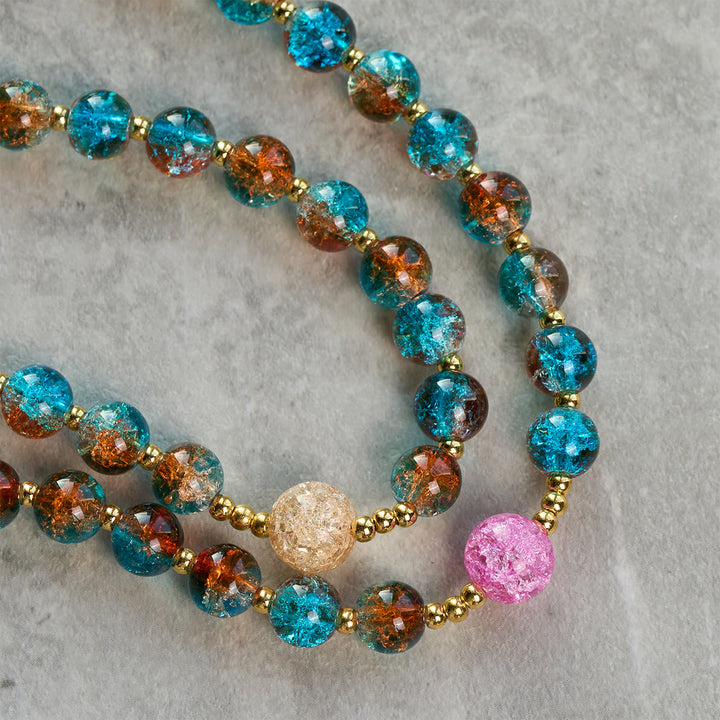 Christianartworkshop Chapelet Divine Harmony Radiance à perles craquelées bleu-rouge avec croix de la foi - image 7