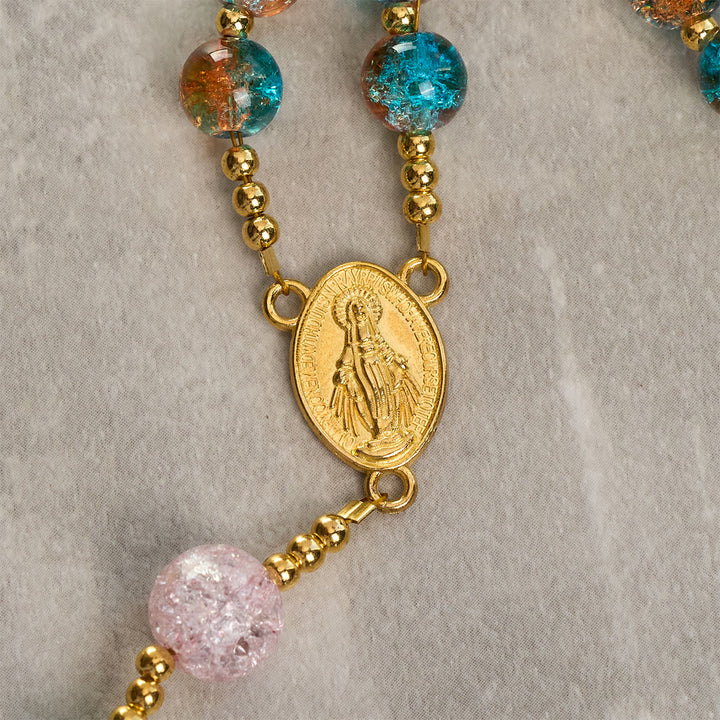 Christianartworkshop Chapelet Divine Harmony Radiance à perles craquelées bleu-rouge avec croix de la foi - image 8