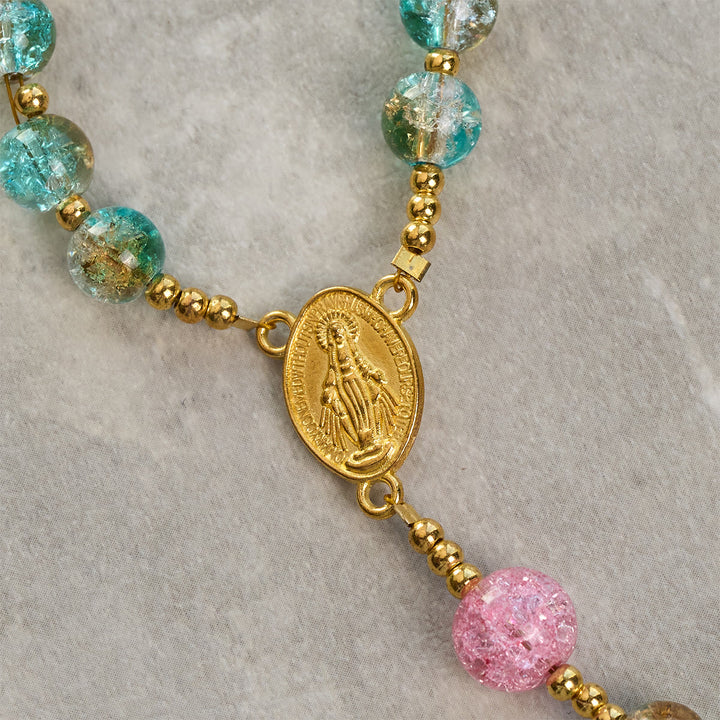 Christianartworkshop Chapelet en verre craquelé scintillant de 8 mm, inspiré par l'océan, avec médaille de Notre-Dame - image 7