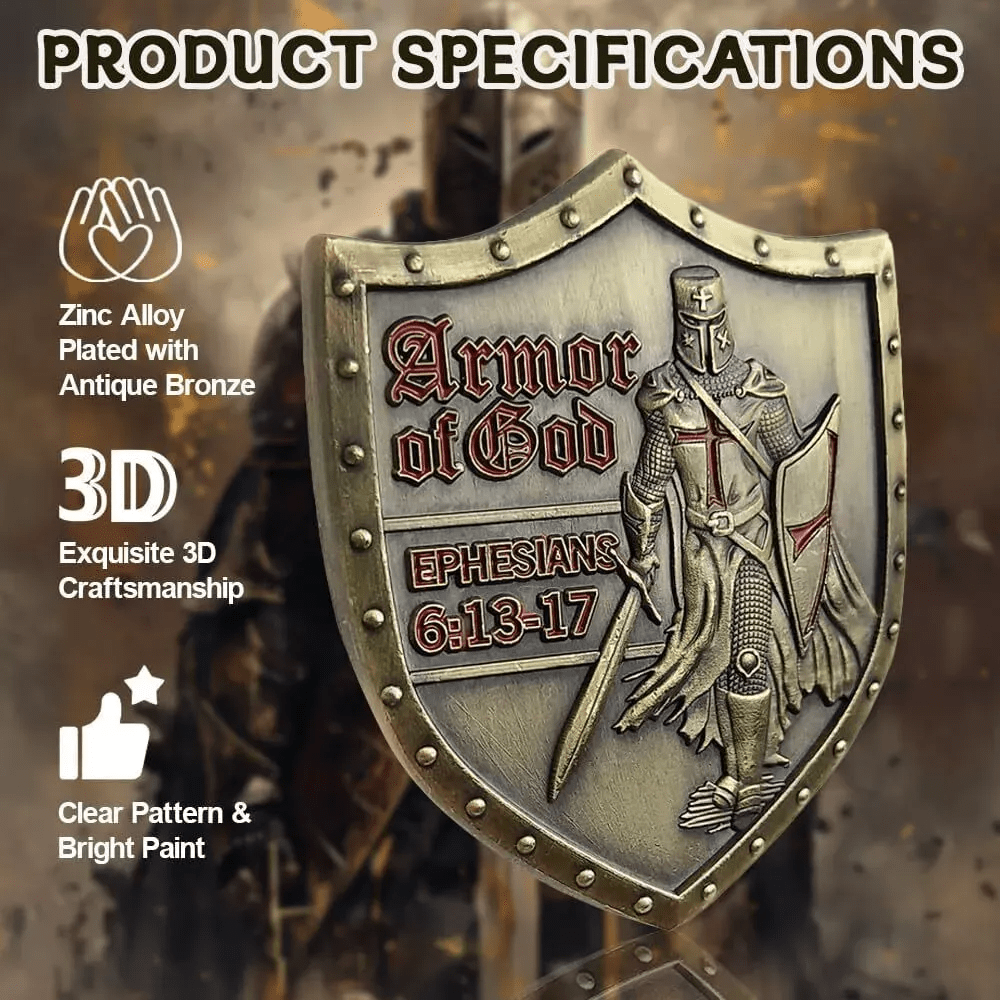 Christianartworkshop Pièce de défi de style classique représentant l'armure de Dieu et portant l'inscription Éphésiens 6:13-17 - image 6