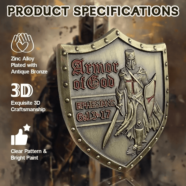 Christianartworkshop Pièce de défi de style classique représentant l'armure de Dieu et portant l'inscription Éphésiens 6:13-17 - image 6