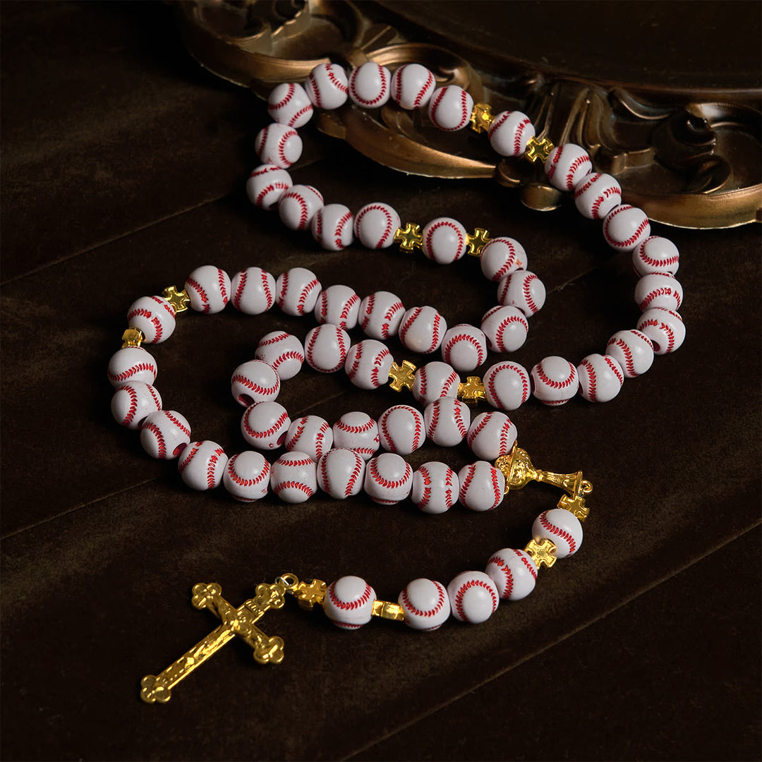 Christianartworkshop Chapelet miniature béni de baseball avec calice et crucifix dorés : alliez foi et sport - image 8