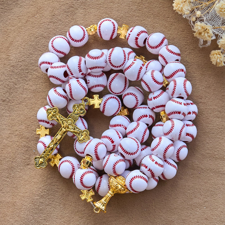 Christianartworkshop Chapelet miniature béni de baseball avec calice et crucifix dorés : alliez foi et sport - image 6