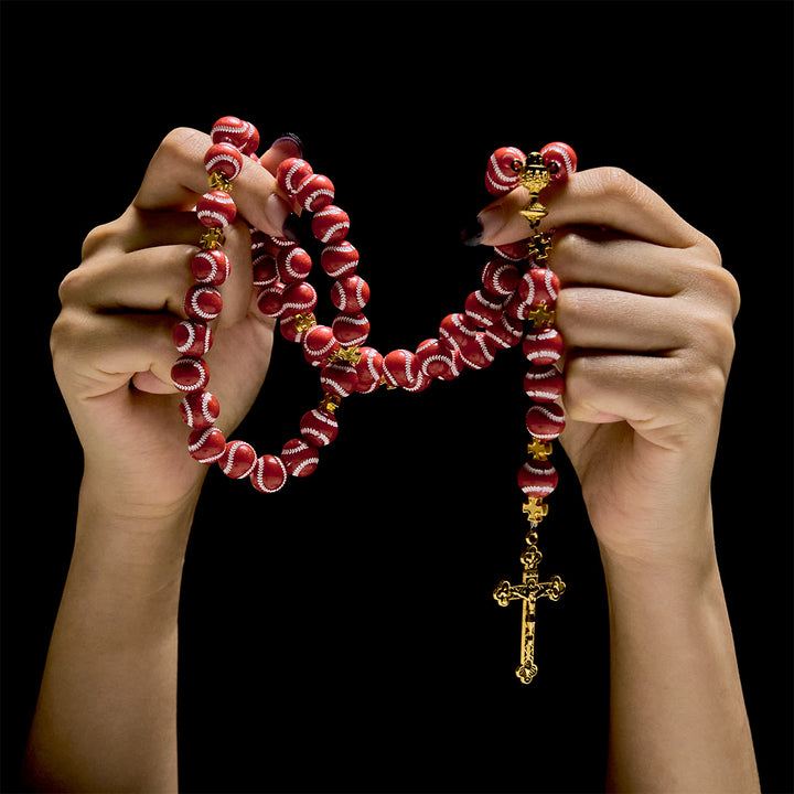 Christianartworkshop Chapelet miniature béni de baseball avec calice et crucifix dorés : alliez foi et sport - image 23