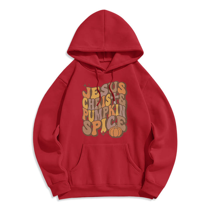 Christianartworkshop Sweat à capuche en polyester doublé polaire « Jésus-Christ et épices de citrouille – Bénédictions d'automne » - Rouge - 2XL - image 8