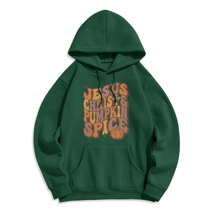 Christianartworkshop Sweat à capuche en polyester doublé polaire « Jésus-Christ et épices de citrouille – Bénédictions d'automne » - Vert - 2XL - image 6