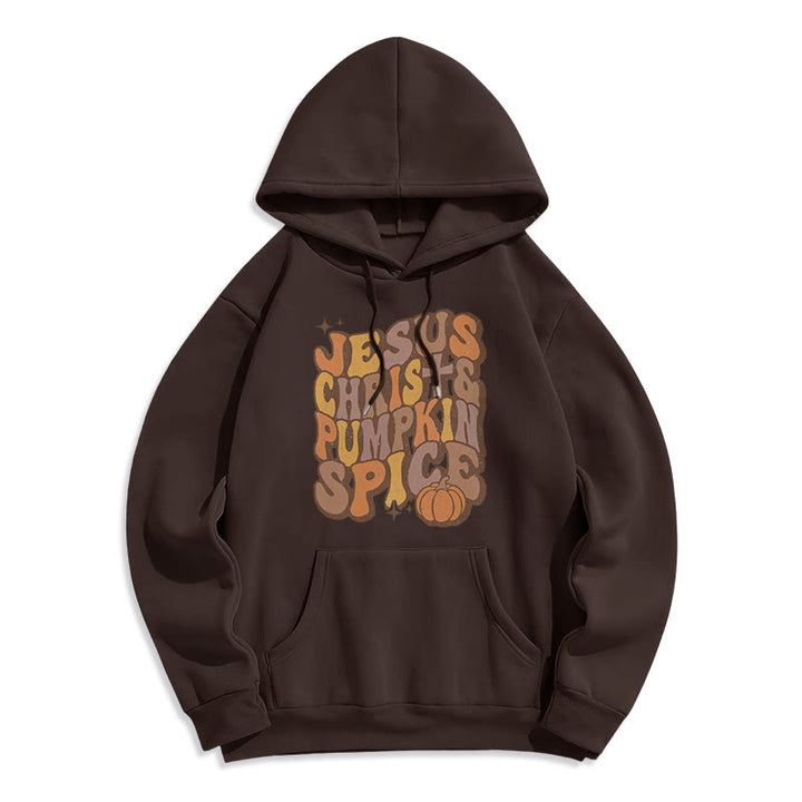 Christianartworkshop Sweat à capuche en polyester doublé polaire « Jésus-Christ et épices de citrouille – Bénédictions d'automne » - Brun - 2XL - image 7