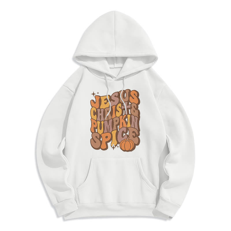 Christianartworkshop Sweat à capuche en polyester doublé polaire « Jésus-Christ et épices de citrouille – Bénédictions d'automne » - Blanc - 2XL - image 3