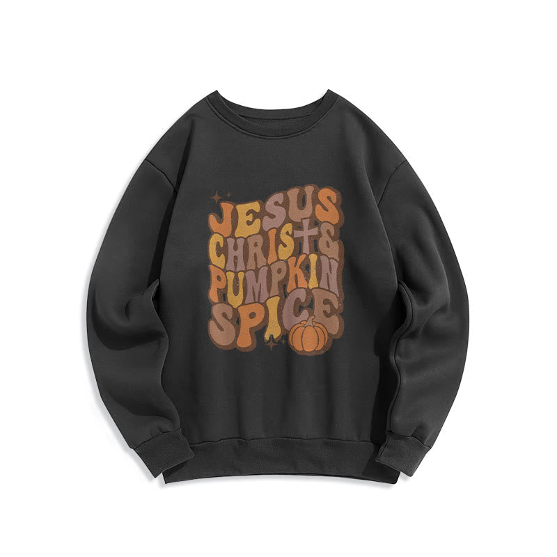 Sweat-shirt en polyester doublé polaire « Jésus-Christ et épices de citrouille » de Christianartworkshop - Noir - 2XL - image 5