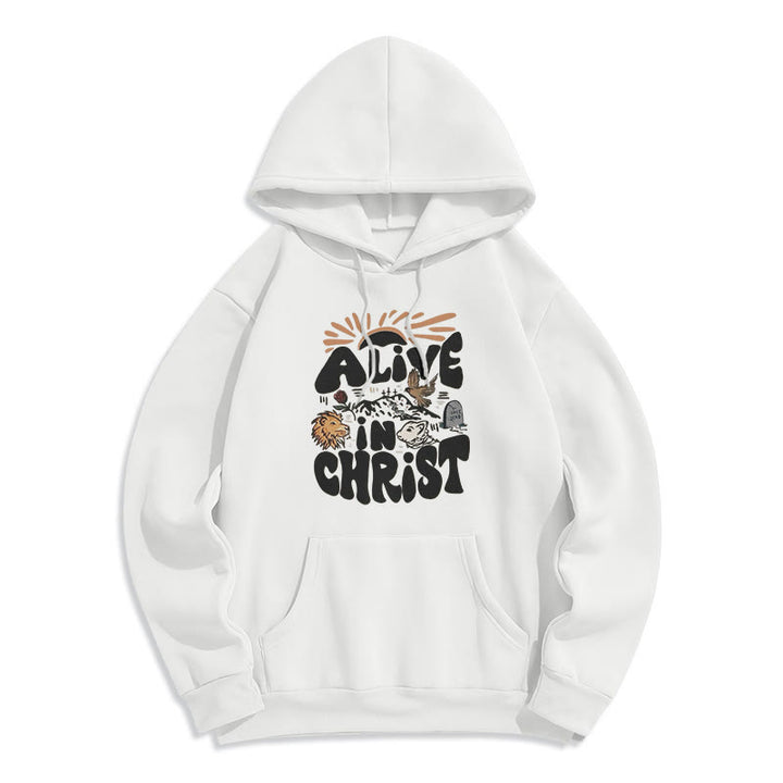 Christianartworkshop Sweat à capuche en polyester doublé polaire « Vivant en Christ Résurrection » - Blanc - 2XL - image 2