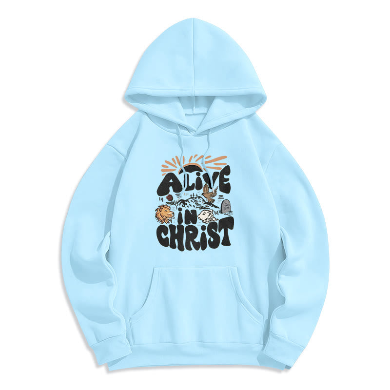 Christianartworkshop Sweat à capuche en polyester doublé polaire « Vivant en Christ Résurrection » - Bleu - 2XL - image 4