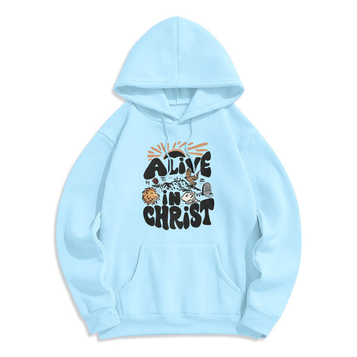 Christianartworkshop Sweat à capuche en polyester doublé polaire « Vivant en Christ Résurrection » - Bleu - 2XL - image 4