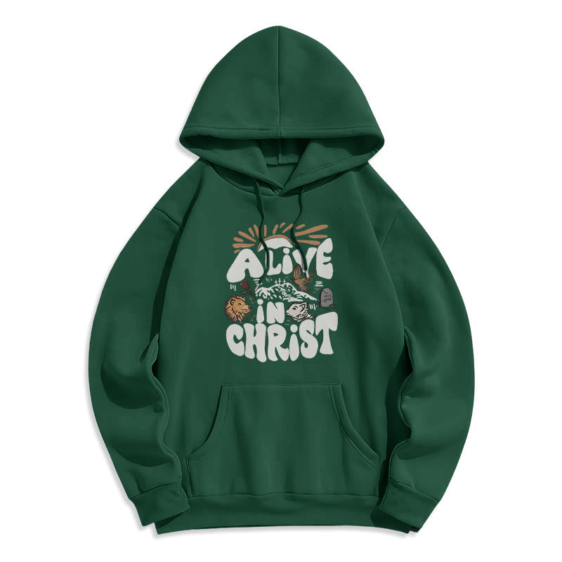 Christianartworkshop Sweat à capuche en polyester doublé polaire « Vivant en Christ Résurrection » - Vert - 2XL - image 7