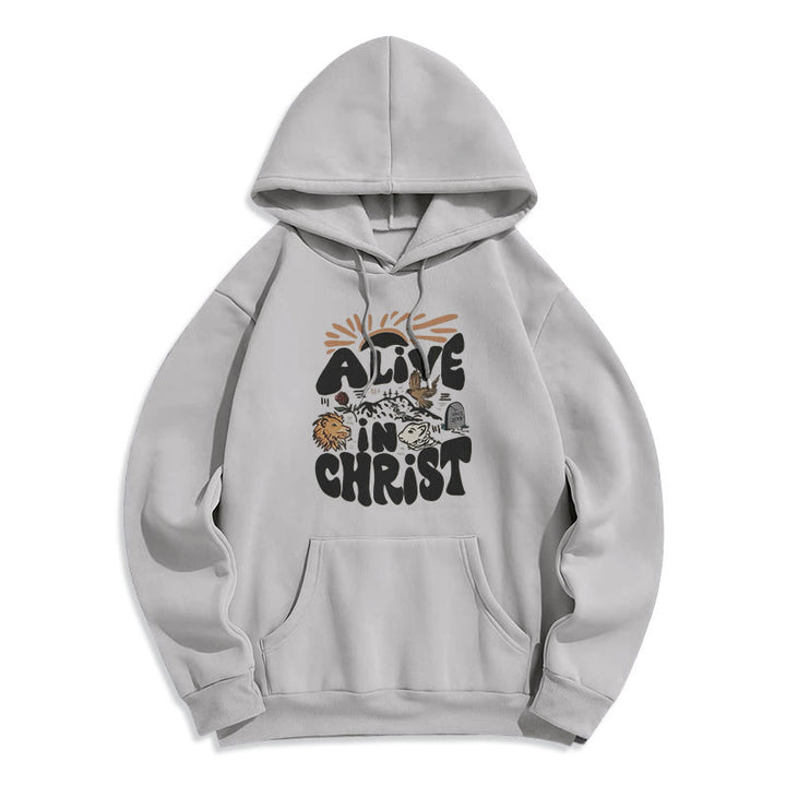 Christianartworkshop Sweat à capuche en polyester doublé polaire « Vivant en Christ Résurrection » - Gris - 2XL - image 3