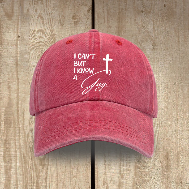 Christianartworkshop Je ne peux pas. Lui, il peut. Croix de Jésus. Foi quotidienne. Chapeau en coton lavé. - Rouge - image 0