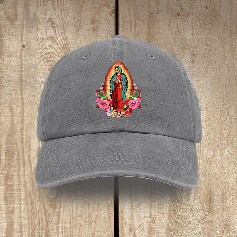 Christianartworkshop Protection spirituelle Chapeau en coton lavé Notre-Dame de Guadalupe - Gris - image 6