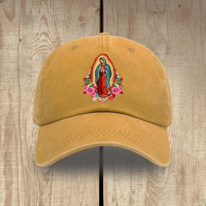 Christianartworkshop Protection spirituelle Chapeau en coton lavé Notre-Dame de Guadalupe - Jaune - image 16