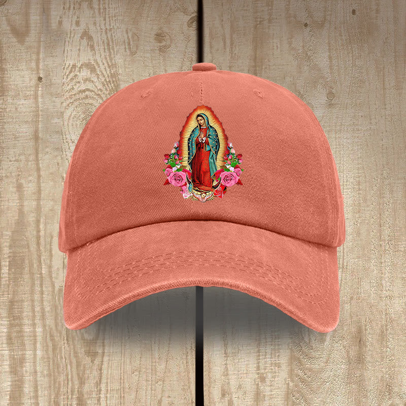 Christianartworkshop Protection spirituelle Chapeau en coton lavé Notre-Dame de Guadalupe - Orange - image 15