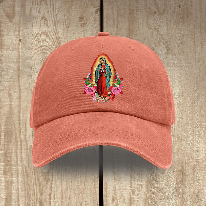 Christianartworkshop Protection spirituelle Chapeau en coton lavé Notre-Dame de Guadalupe - Orange - image 15