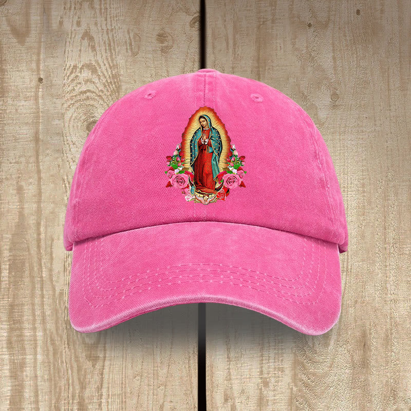Christianartworkshop Protection spirituelle Chapeau en coton lavé Notre-Dame de Guadalupe - Fuchsia - image 13