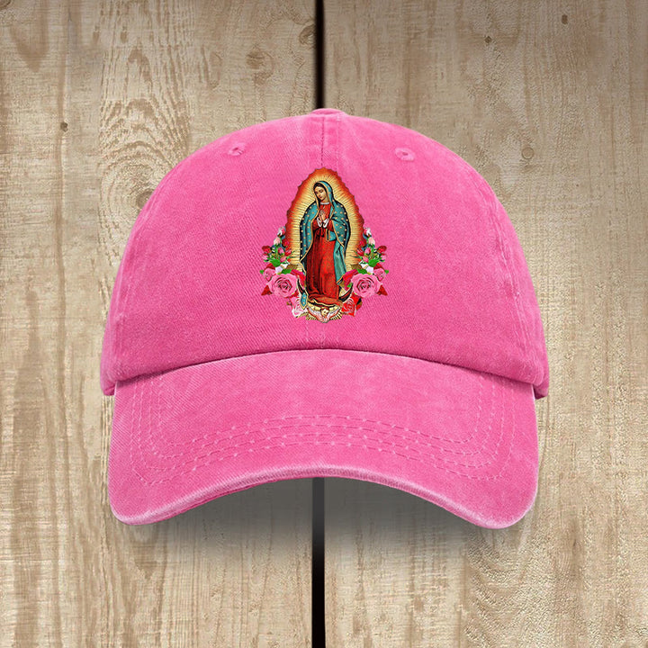 Christianartworkshop Protection spirituelle Chapeau en coton lavé Notre-Dame de Guadalupe - Fuchsia - image 13