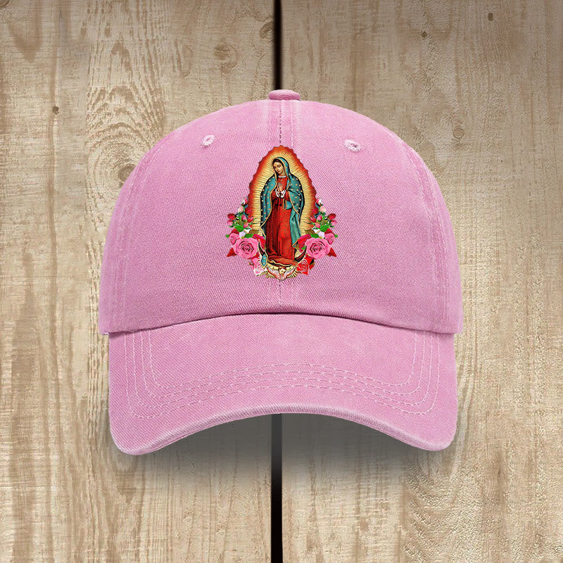 Christianartworkshop Protection spirituelle Chapeau en coton lavé Notre-Dame de Guadalupe - Rose - image 12
