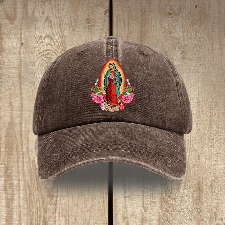Christianartworkshop Protection spirituelle Chapeau en coton lavé Notre-Dame de Guadalupe - Café - image 11