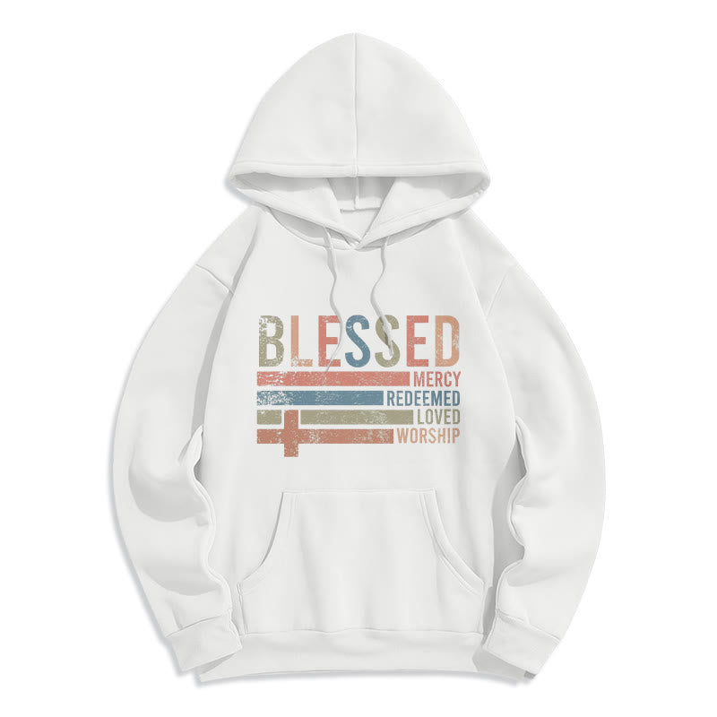 Christianartworkshop Sweat à capuche en polyester doublé polaire avec motif de croix bénite centré sur la foi - Blanc - 2XL - image 6