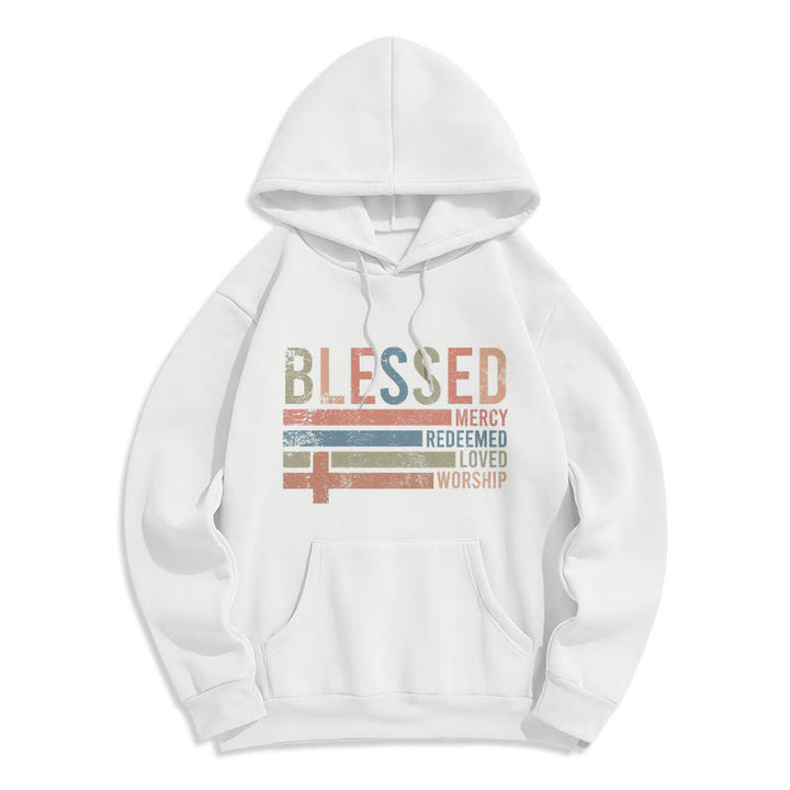 Christianartworkshop Sweat à capuche en polyester doublé polaire avec motif de croix bénite centré sur la foi - Blanc - 2XL - image 6