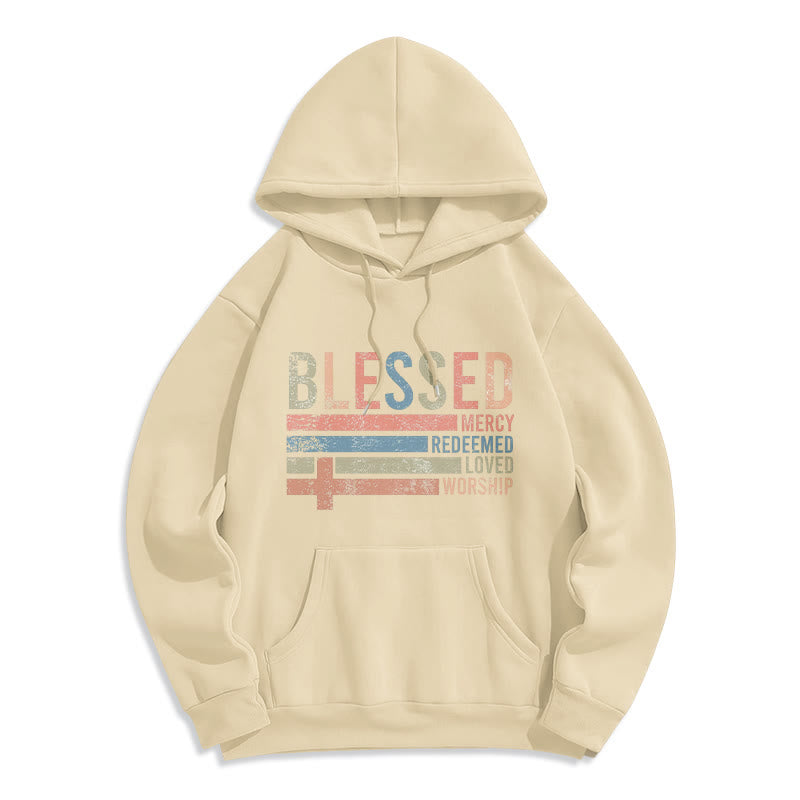 Christianartworkshop Sweat à capuche en polyester doublé polaire avec motif de croix bénite centré sur la foi - Beige - 2XL - image 3