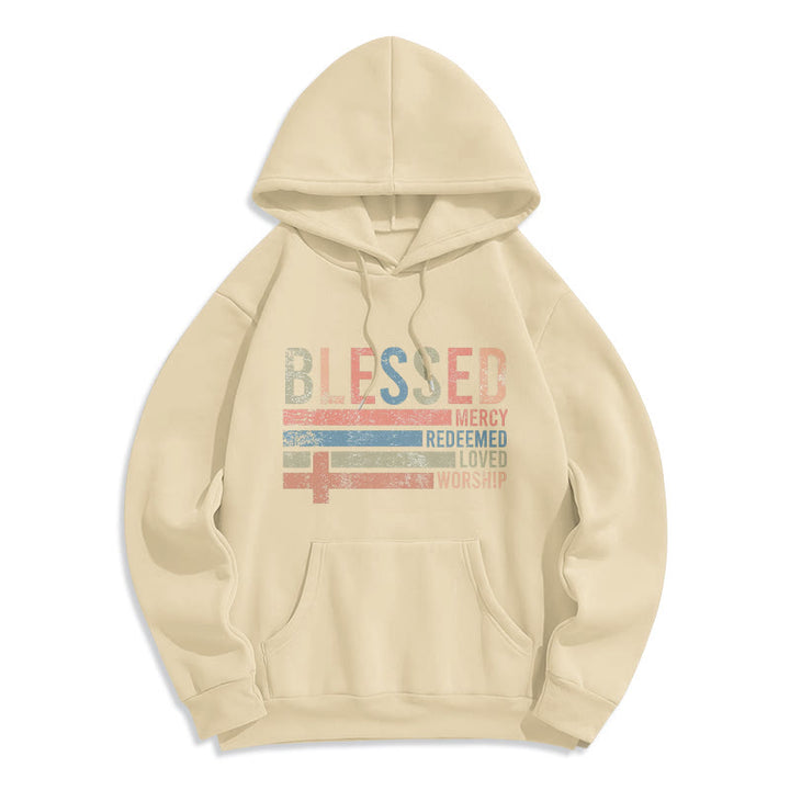 Christianartworkshop Sweat à capuche en polyester doublé polaire avec motif de croix bénite centré sur la foi - Beige - 2XL - image 3