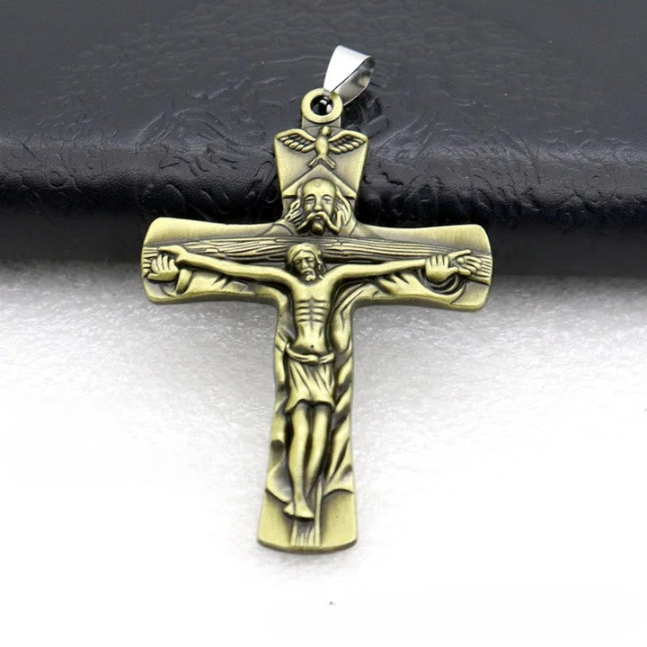 Christianartworkshop Porte-clés crucifix ancien, finement ouvragé : emblème rare de la foi pour les cœurs dévots - Olive - image 1