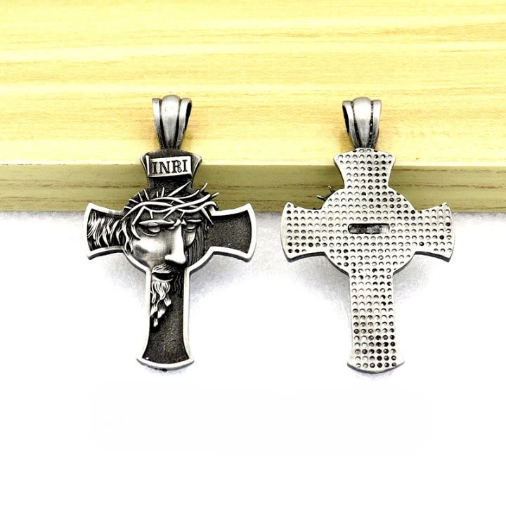 Christianartworkshop Porte-clés croix vintage dorée à l'effigie de Jésus couronné d'épines : un symbole de dévotion intemporel - image 1