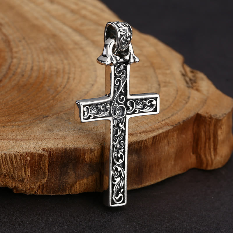 Collier croix en argent sterling finement travaillé avec colombe dorée, signé Christianartworkshop : un mélange exquis de détails et de dévotion - image 5