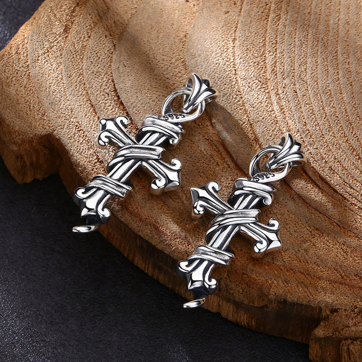 Boucles d'oreilles croix en argent sterling d'inspiration rétro, au design torsadé : un symbole de foi empreint de nostalgie - image 3