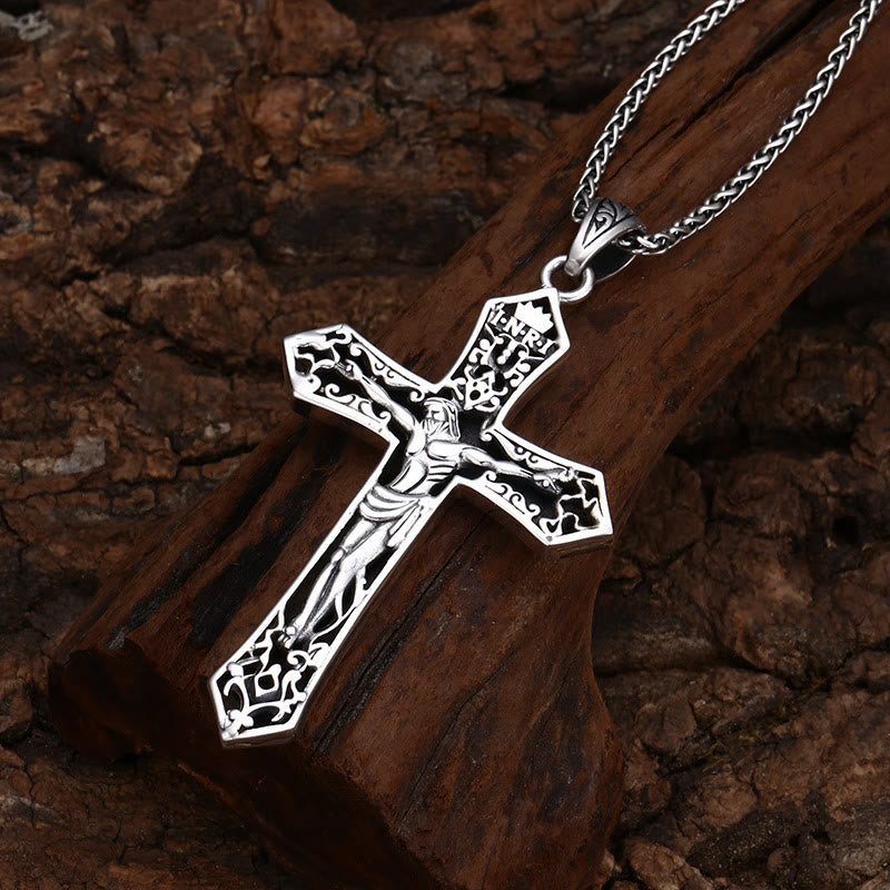 Christianartworkshop Pendentif crucifix INRI vintage en argent sterling : un emblème intemporel de sacrifice et de grâce - image 1
