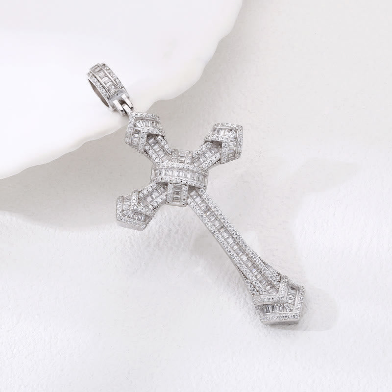 Christianartworkshop Pendentif croix en argent serti de diamants : une fusion unique d'élégance et de foi - Argent sterling 925 - image 0