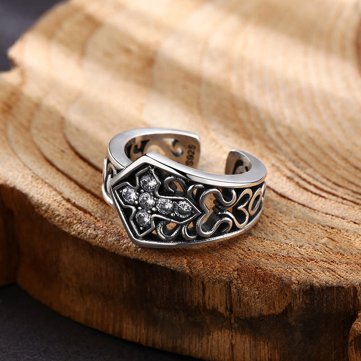Bague croix ouverte en argent 925 et zircon, fabriquée à la main par Christianartworkshop : une fusion rare d’artisanat et de foi - Convient aux pointures américaines 6,5 à 11,5 - image 0