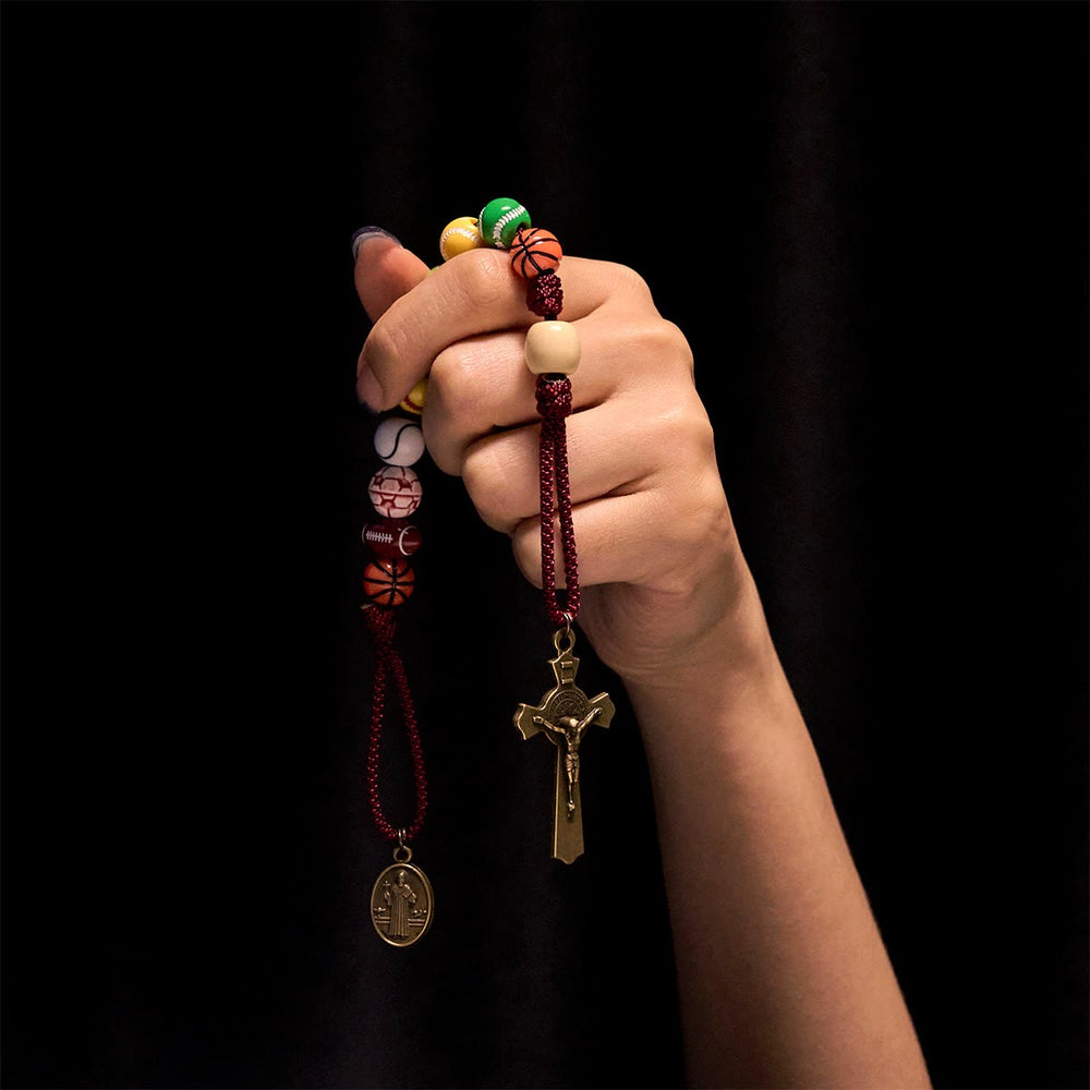 Christianartworkshop Porte-clés chapelet de prière sportive tout-en-un avec perles multisports : aucun regret à chaque match - image 1