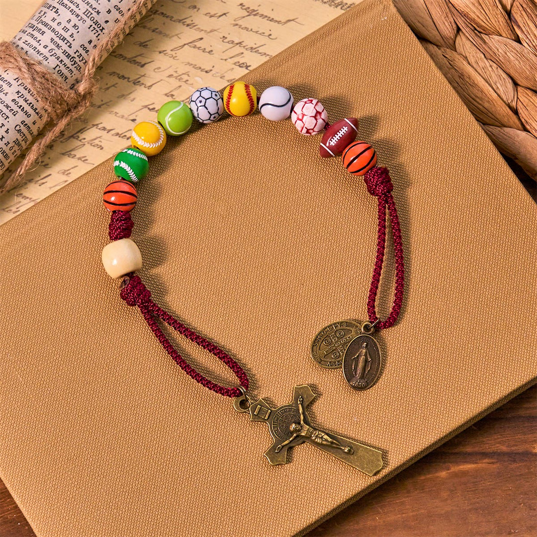 Christianartworkshop Porte-clés chapelet de prière sportive tout-en-un avec perles multisports : aucun regret à chaque match - Prière sportive tout-en-un - image 0