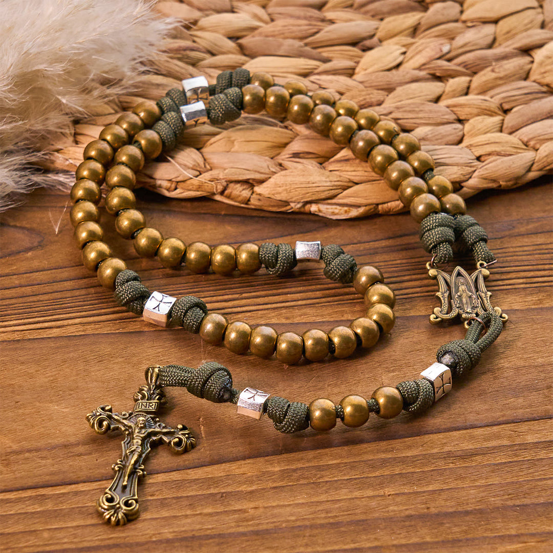 Christianartworkshop Chapelet en paracorde « Foi indéfectible » avec perles de bronze : Tradition et force - image 3