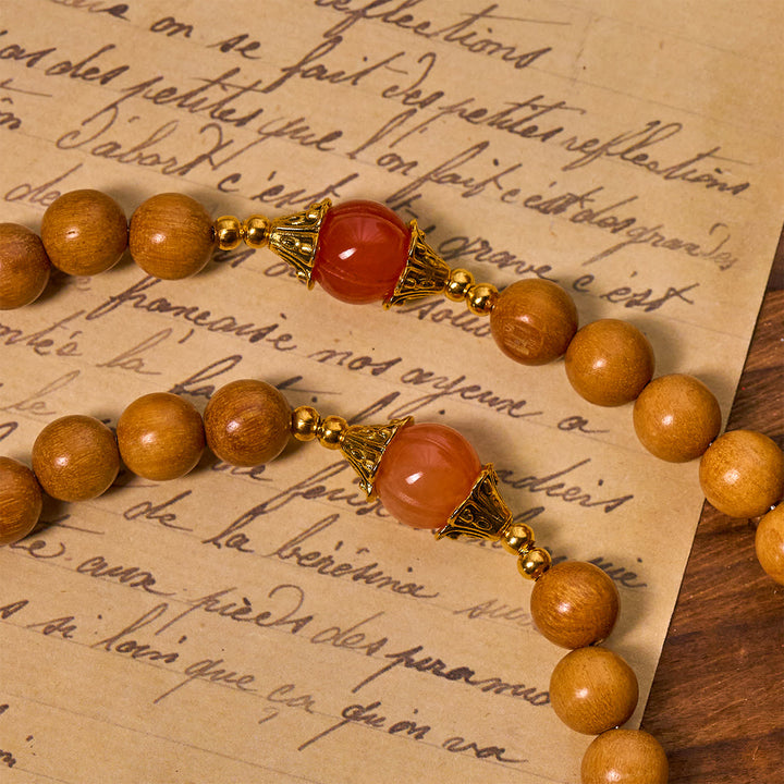 Christianartworkshop Chapelet de dévotion de Thanksgiving en bois de santal avec pierres précieuses citrouille Golden Grace et Saint Graal - image 5