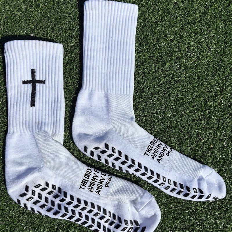 Christianartworkshop Chaussettes de football unisexes à motif biblique : Marchez chaque jour sous la guidance divine - image 2