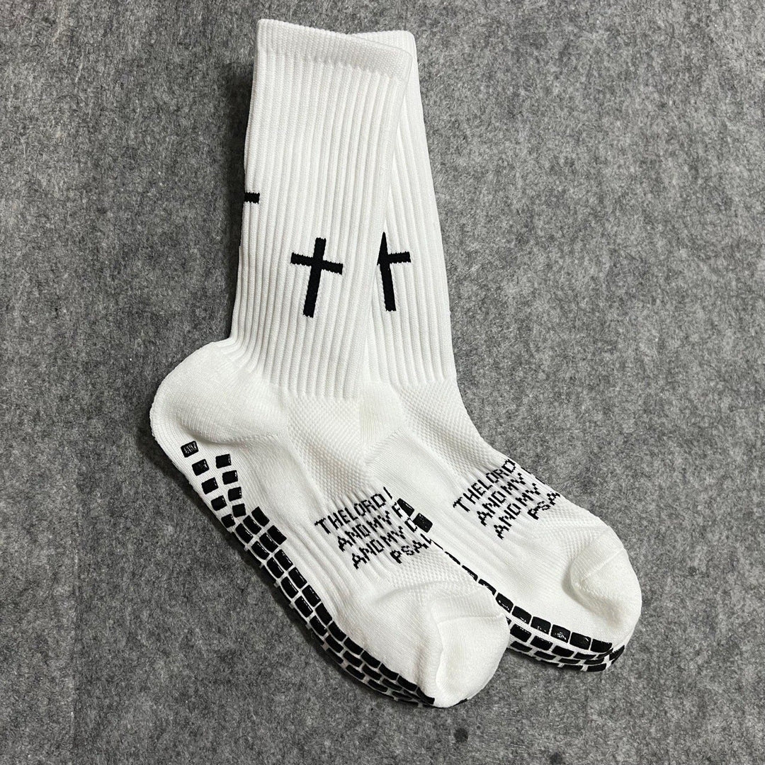 Christianartworkshop Chaussettes de football unisexes à motif biblique : Marchez chaque jour sous la guidance divine - Blanc - 10 paires - image 0