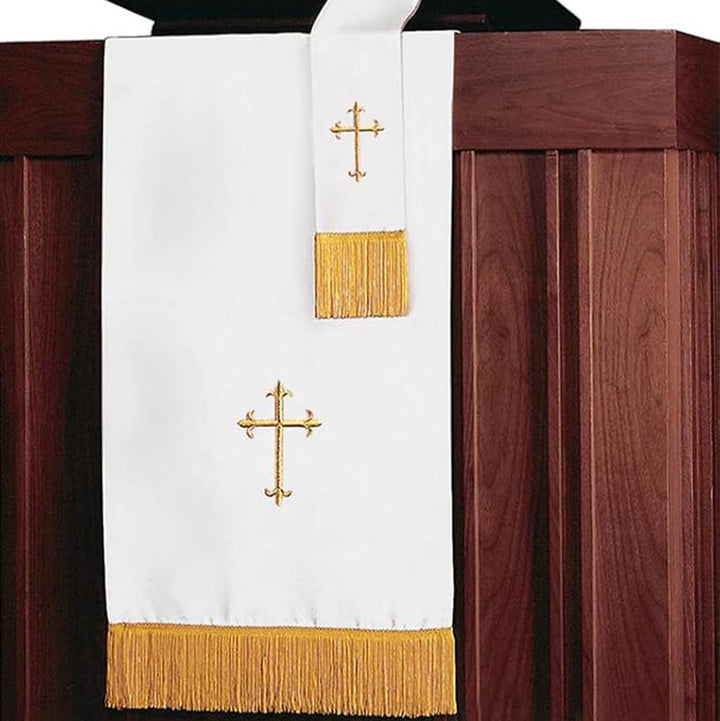 Ensemble complet de parement religieux Christianartworkshop : chemin de table, nappe de lutrin et marque-page biblique rouges et blancs - image 9
