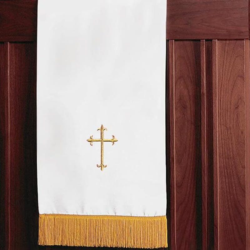 Ensemble complet de parement religieux Christianartworkshop : chemin de table, nappe de lutrin et marque-page biblique rouges et blancs - image 10