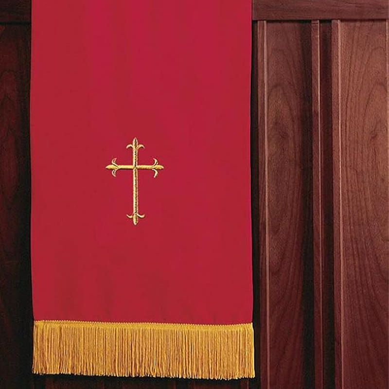 Ensemble complet de parement religieux Christianartworkshop : chemin de table, nappe de lutrin et marque-page biblique rouges et blancs - image 8